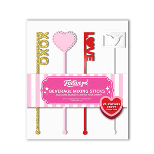 Valentines Swizzle Sticks -Galentine Beverage Drink Stirrers